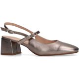 Manfield - Metallic Slingback Pumps - Beige - Leer