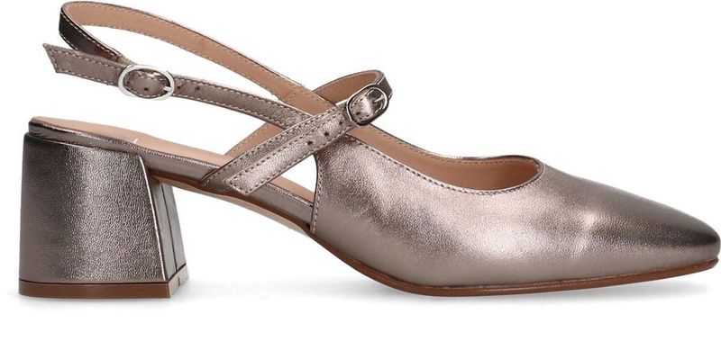 Manfield - Metallic Slingback Pumps - Beige - Leer
