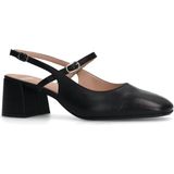 Manfield - Dames - Zwarte leren slingbacks