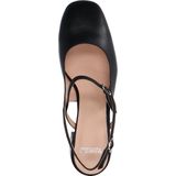 Manfield - Dames - Zwarte leren slingbacks