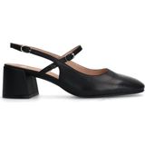 Manfield - Dames - Zwarte leren slingbacks
