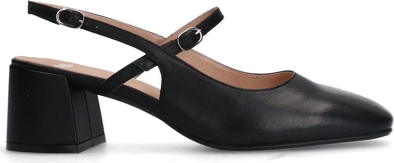 Manfield - Dames - Zwarte leren slingbacks