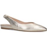 Manfield - Ballerina's - Geel - Leer - Zilverkleurige Enkelband