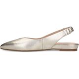 Manfield - Ballerina's - Geel - Leer - Zilverkleurige Enkelband