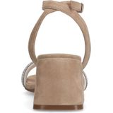 Manfield - Dames - Beige Suède Sandalen - Suède - Hak met Strass