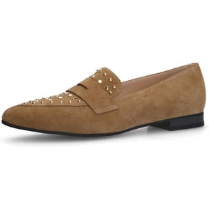 Manfield - Loafers - Beige - Suède - Gouden Studs