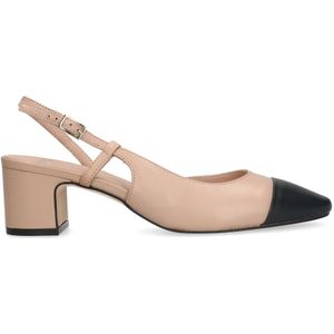 Beige leren slingback pumps