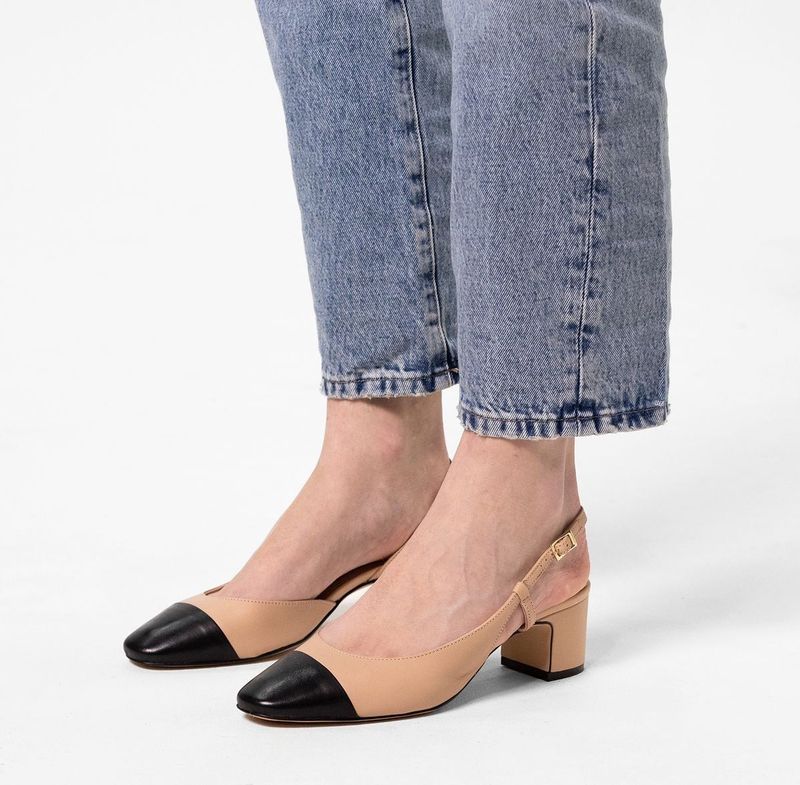 Manfield - Slingback Pumps - Beige - Leer