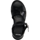 Manfield - Dames - Zwarte leren sandalen