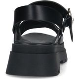 Manfield - Dames - Zwarte leren sandalen