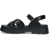 Manfield - Dames - Zwarte leren sandalen