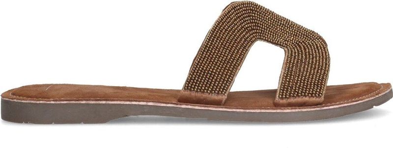 Manfield - Sandalen - Geel - Leer - Parel Detail