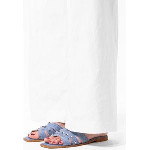 Manfield - Dames - Denim canvas slippers met zilverkleurige studs