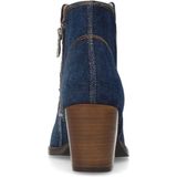 Manfield - Dames - Blauwe denim enkellaarsjes met hak