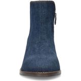 Manfield - Dames - Blauwe denim enkellaarsjes met hak