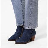 Manfield - Dames - Blauwe denim enkellaarsjes met hak