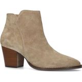 Manfield - Enkellaarsjes - Beige - Suède - Ritssluiting - Westernhak