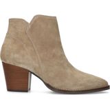 Manfield - Enkellaarsjes - Beige - Suède - Ritssluiting - Westernhak