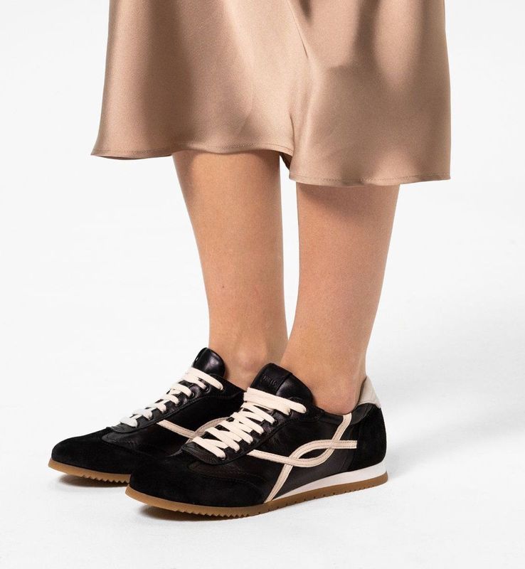 Manfield Leren Sneakers Zwart