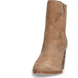 Manfield - Enkellaarsjes - Beige - Suède - Blokhak 7 cm