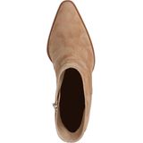 Manfield - Enkellaarsjes - Beige - Suède - Blokhak 7 cm