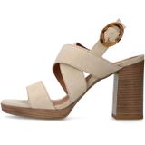Manfield - Pumps - Beige - Canvas - Hoge Hak met Gesp