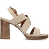 Manfield - Pumps - Beige - Canvas - Hoge Hak met Gesp