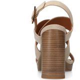 Manfield - Pumps - Beige - Canvas - Hoge Hak met Gesp
