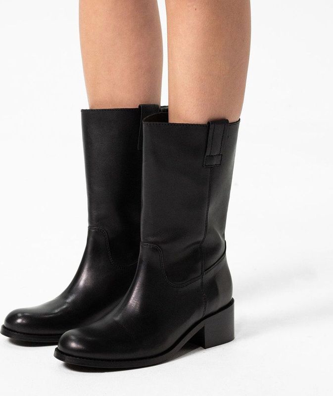 Manfield - Leren Laarsjes - Zwart - Leer