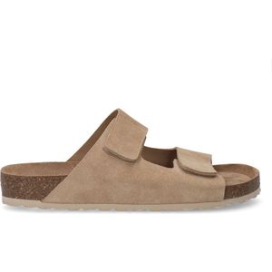 Manfield - Instap Sandalen - Beige - Suède