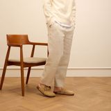 Manfield - Heren Instappers - Beige - Suède - Met Gesp