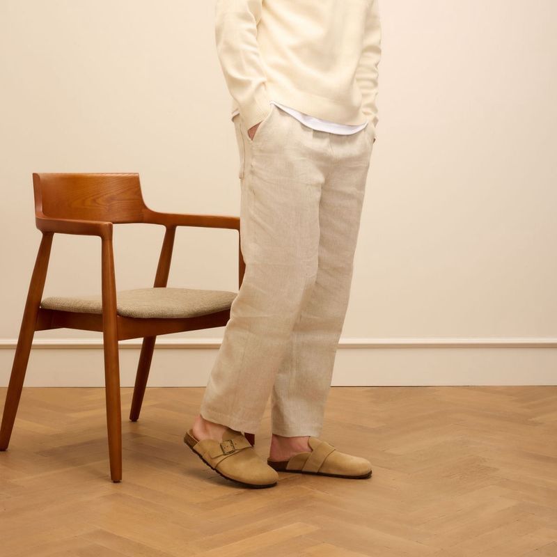 Manfield - Heren Instappers - Beige - Suède - Met Gesp