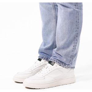 Manfield leren sneakers wit/blauw
