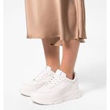Manfield - Dames - Witte leren sneakers
