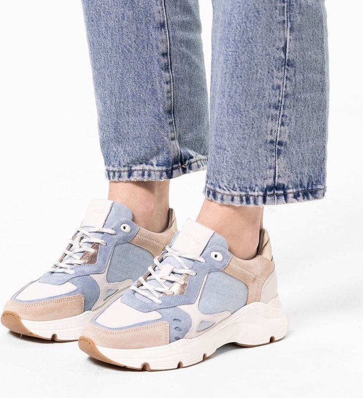 Sneakers - Hoog - Kleur: Color-Blocking - Materiaal: Leer/Textiel/Suède