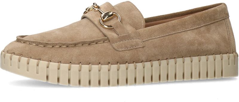 Manfield - Loafers - Beige - Suède - Gouden Detail
