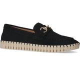 Manfield - Loafers - Zwart - Suède - Plateauzool 2,5 cm
