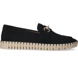 Manfield - Loafers - Zwart - Suède - Plateauzool 2,5 cm