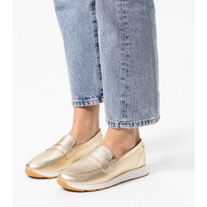 Manfield - Gouden Leren Loafer - Geel - Leer