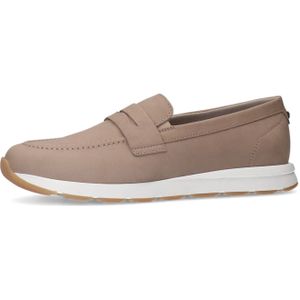 Manfield - Taupe Nubuck Loafers - Dames Schoenen - Beige - Leer