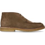 Manfield - Veterschoenen - Taupe - Suède - Platte Zool