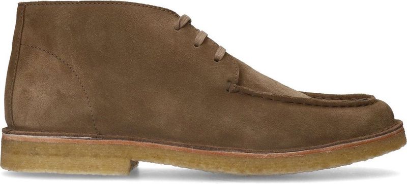 Manfield - Veterschoenen - Taupe - Suède - Platte Zool