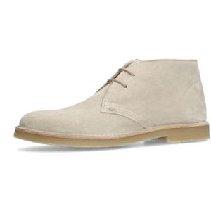 Manfield - Veterschoenen - Beige - Suède - Platte Zool