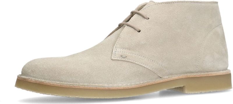 Manfield - Veterschoenen - Beige - Suède - Platte Zool