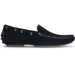 Manfield - Blauwe Suède Loafers - Heren Schoenen