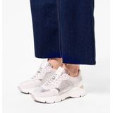 Manfield - Dames - Zilveren leren sneakers