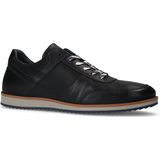 Manfield - Heren - Zwarte leren sneakers