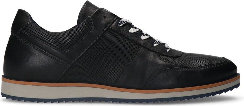 Manfield - Heren - Zwarte leren sneakers