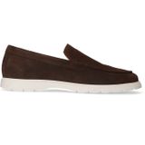 Manfield - Loafers - Bruin - Suède - Platte Zool - Leer