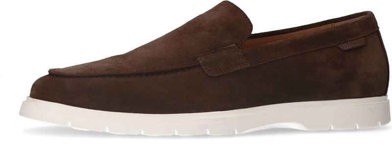 Manfield - Loafers - Bruin - Suède - Platte Zool - Leer